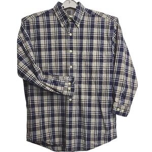 Eddie Bauer Mens‎ Plaid Shirt Small Blue White Cotton Button Down Long Sleeve